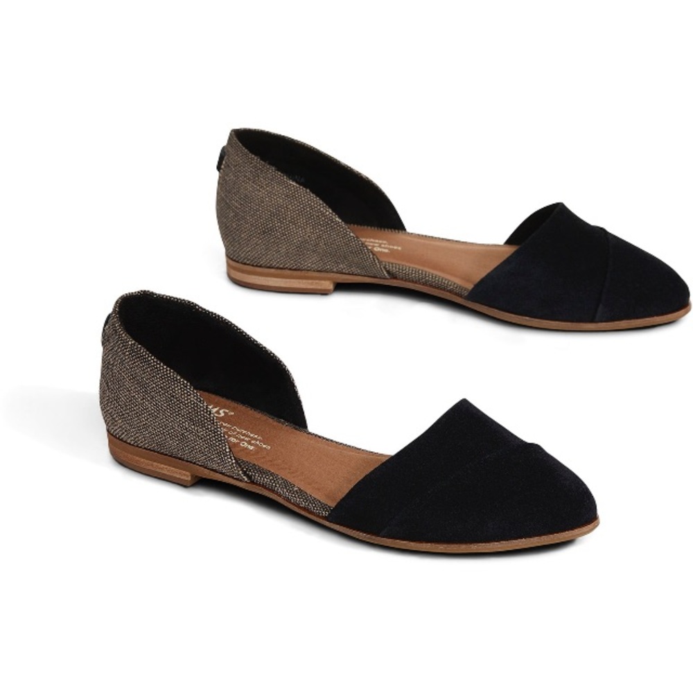 NWT-Toms Black Suede Metallic Jutti D’Orsay Flats